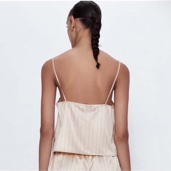 NEW ZARA STRIPED SATIN CROP TOP - Picture 5 of 8